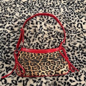 Red Leopard Print Shoulder Bag